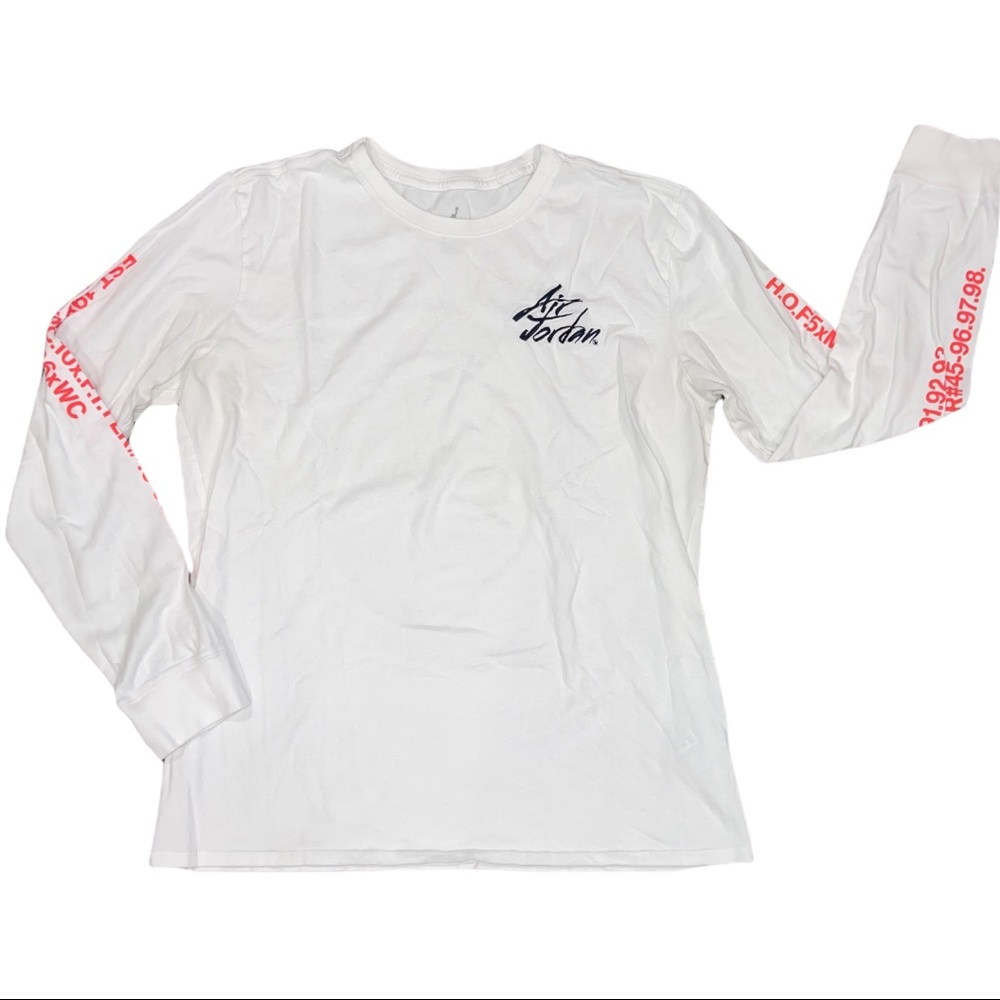Nike White Long Sleeve Tee with Red Accents